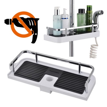 News Adjustable Bathroom Pole Caddy Shower Shelf Organizer For Shower Head Shampoo Tray Holder Shower Storage Organizer Supplies